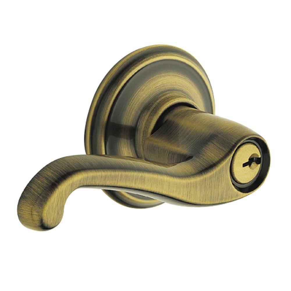 Schlage Flair Antique Brass Keyed Entry Door Lever F51 Fla 609