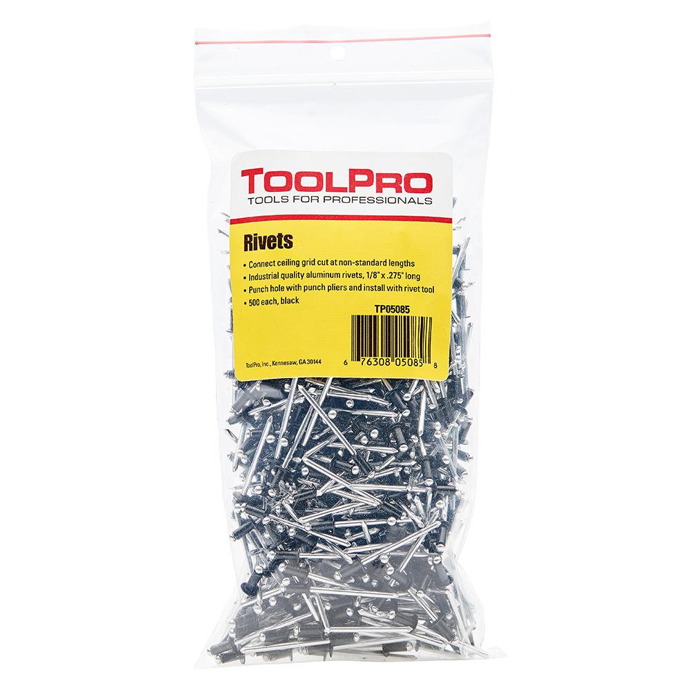ToolPro 1/8 inch Black Aluminum Pull Rivets (500-Piece) by ToolPro
