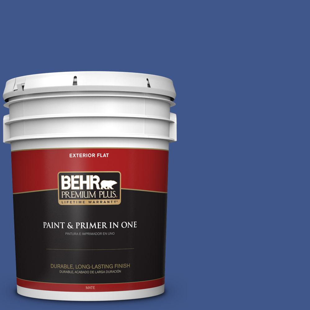 BEHR Premium Plus 5 gal. #PPU15-03 Dark Cobalt Blue Flat Exterior Paint ...