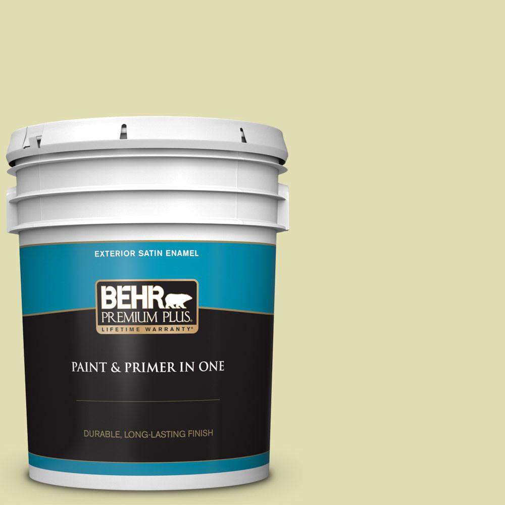 Behr Premium Plus 5 Gal M340 3 Pale Green Grape Satin Enamel M340 3 Pale Green Grape Satin Enamel Exterior Paint And Primer In One