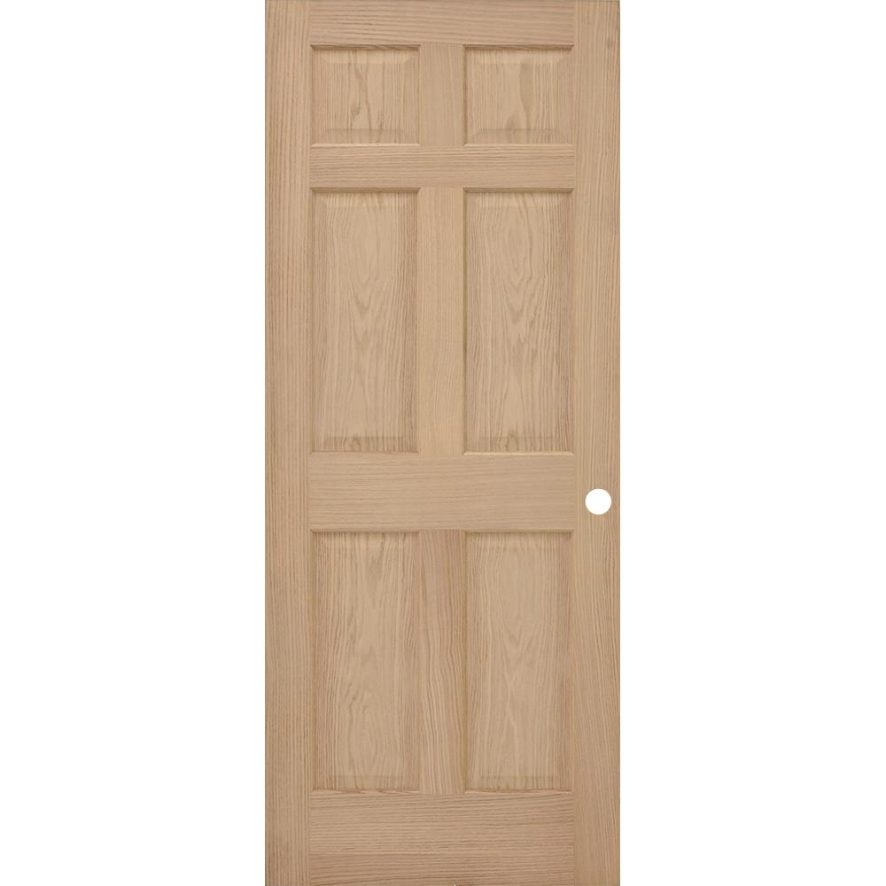 Steves & Sons 32 in. x 80 in. 6Panel Red Oak PreBored Interior Door