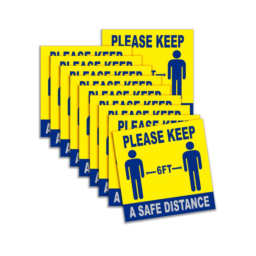 Anti-Slip Floor Over Lamination Decals for 6 feet Distance 7.5 Inch Diameter Round Pack of 10 Stand Here Maintain Physical Distance Floor Stickers IGNIXIA Social Distancing Floor Signs Blue
