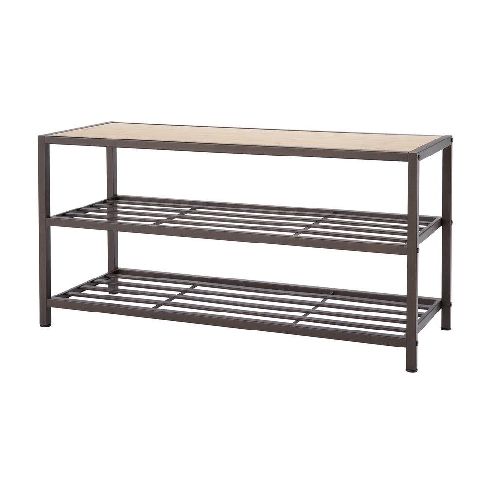 Trinity 18 In H X 36 2 In W 8 Pair 3 Tier Bronze Anthracite Steel Shoe Storage Bench Tbfpra 2408 The Home Depot