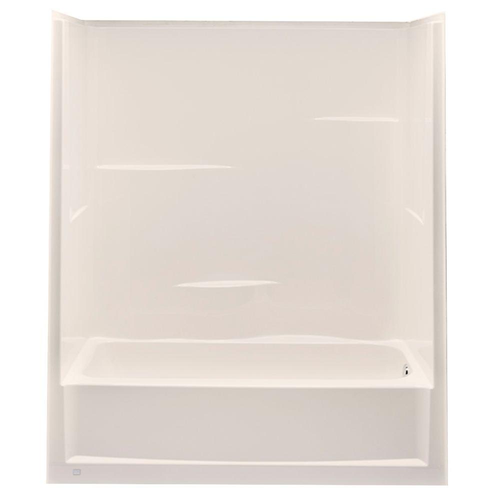 Aquatic Everyday 60 In X 30 72 1 Piece Bath And Shower Kit With Right Drain Biscuit
