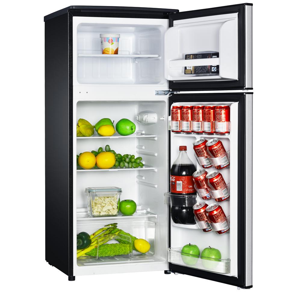 Small Refrigerator With Freezer   Stainless Look Magic Chef Mini Fridges Hmdr450se E1 1000 