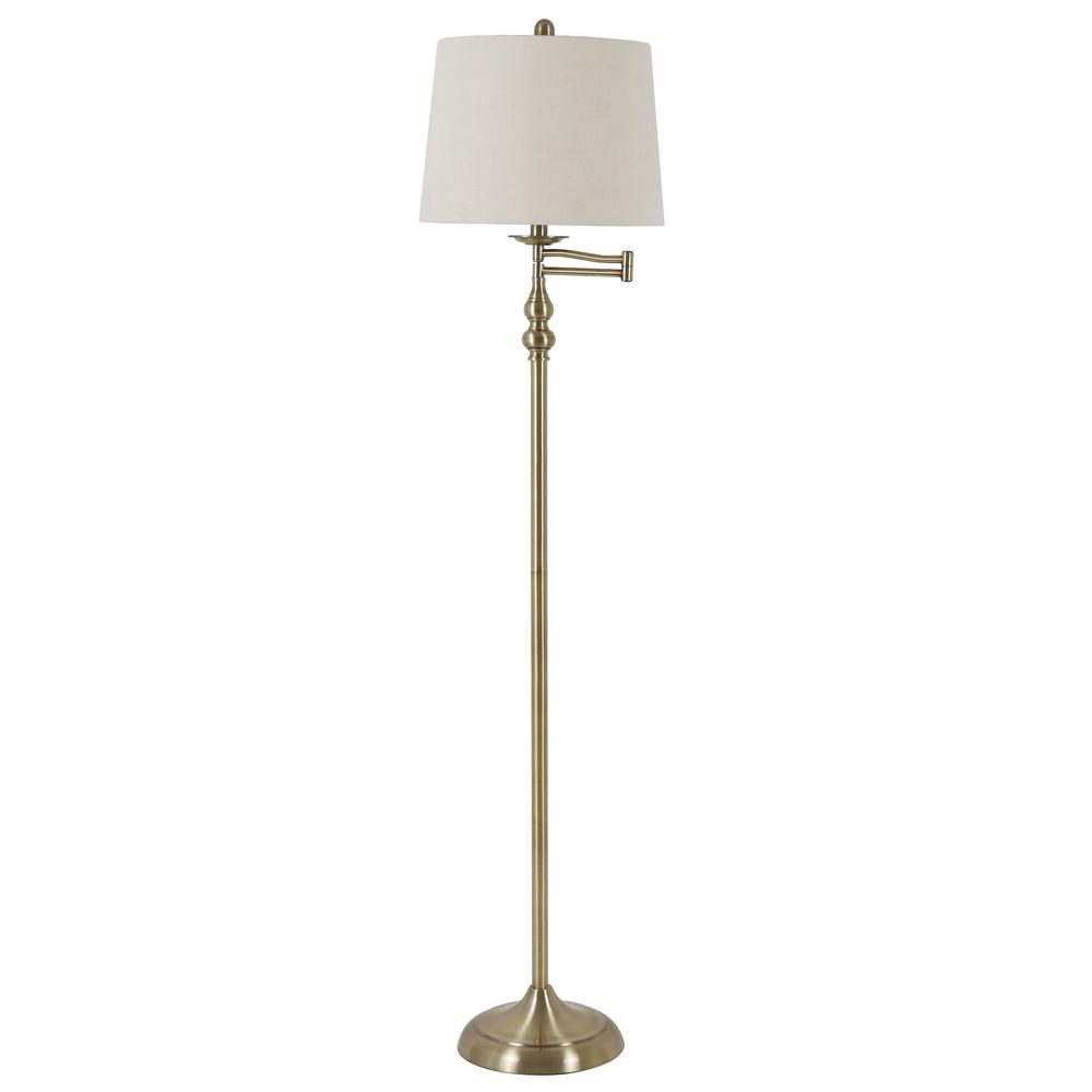 Decor Therapy Tara 63 in. Aged Brass Indoor Floor Lamp with Swing Arm