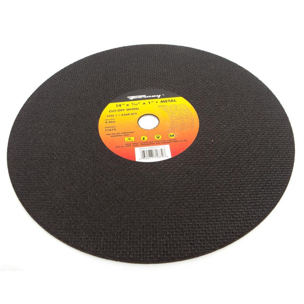 Forney 14 in. x 3/32 in. x 1 in. Metal Type 1 A46RBF Chop Saw Stud Master Blade71874 The