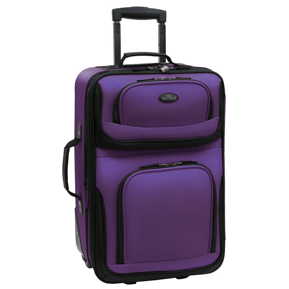 purple carry on luggage with wheels