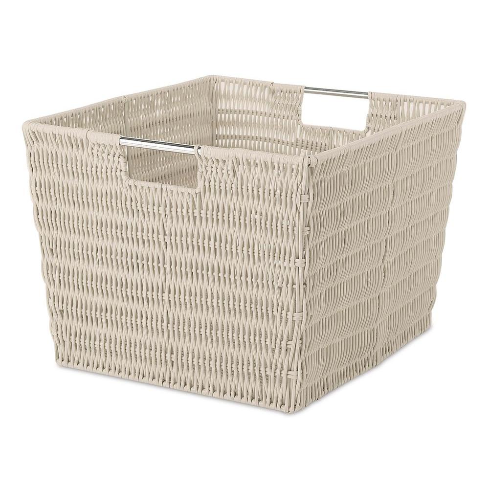 Whitmor 13 in. D x 10 in. H x 15 in. W Latte Wicker Cube