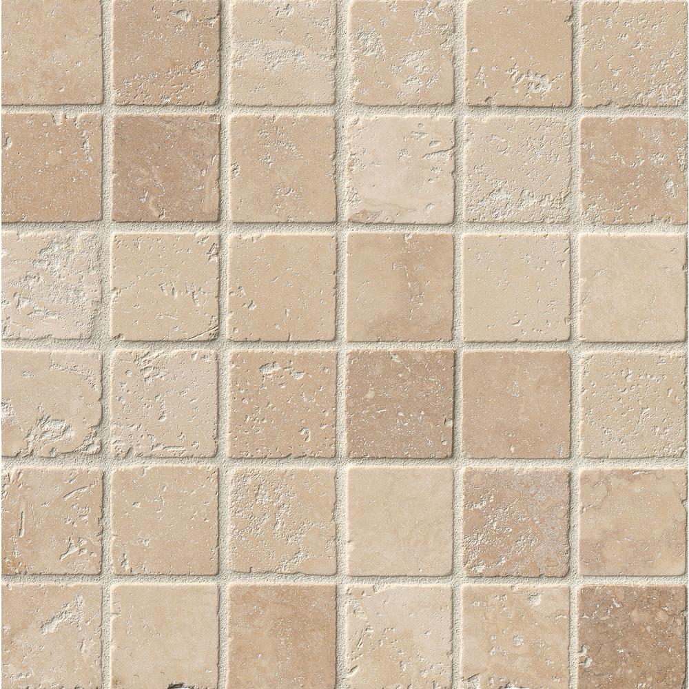 Msi Chiaro 12 In X 10mm Tumbled Travertine Mesh Mounted Mosaic Tile