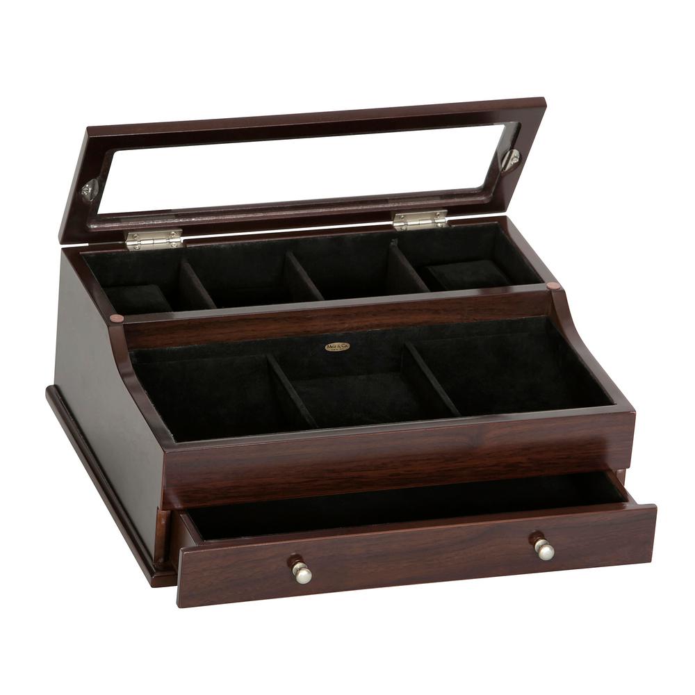 Mele Co Hampden Mahogany Finish Wooden Valet Box 00695s17 The