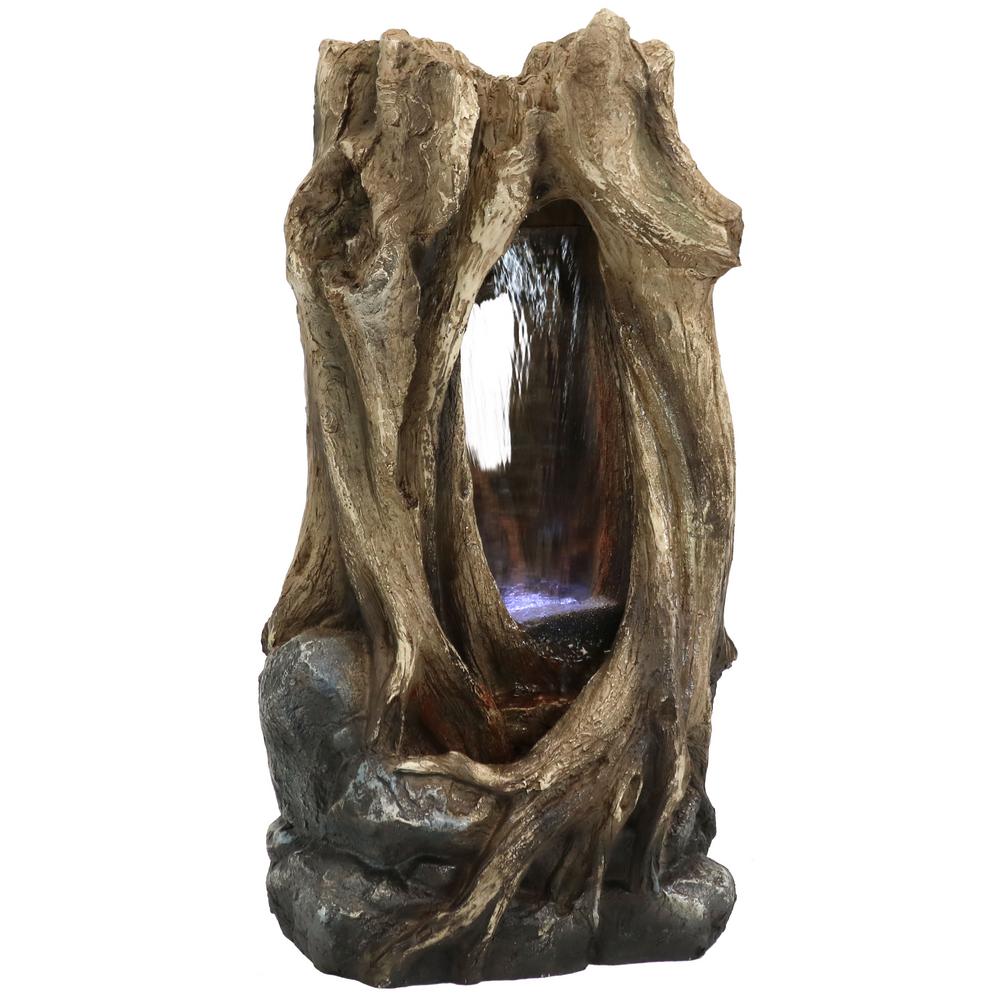 Sunnydaze Decor 32 In Mystical Waterfall Tree Trunk Outdoor Water Waterfall Tree Trunk Outdoor Water
