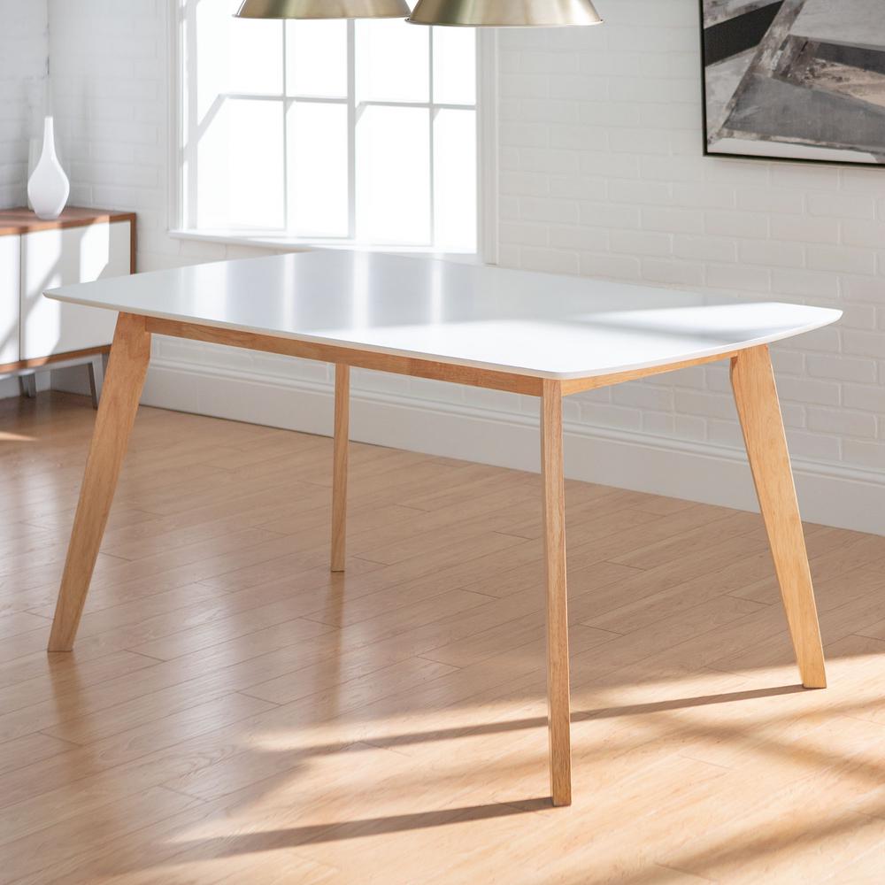 Wooden Dining Table Without Chair  - Round Dinner Table And Red Chairs.