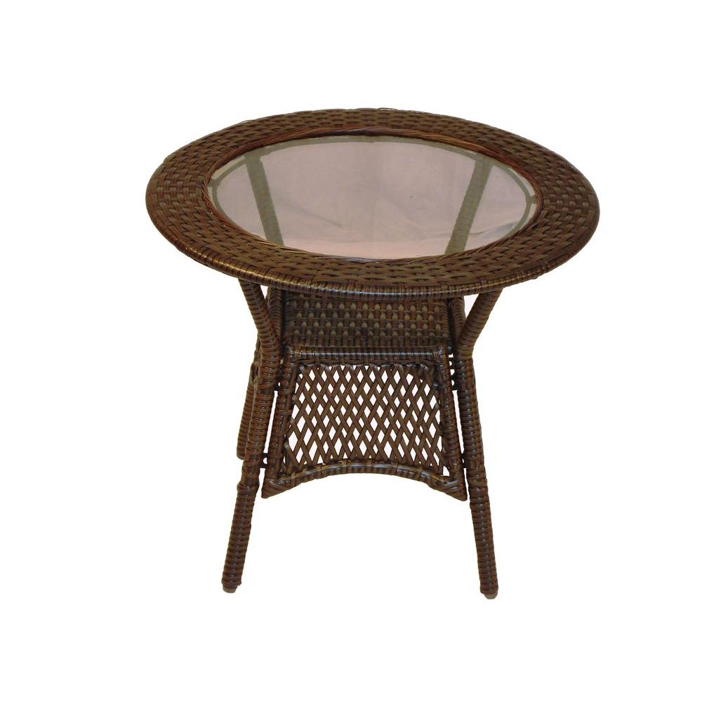 Oakland Living Elite Resin Wicker Round Patio Side Table-90048-T-CF