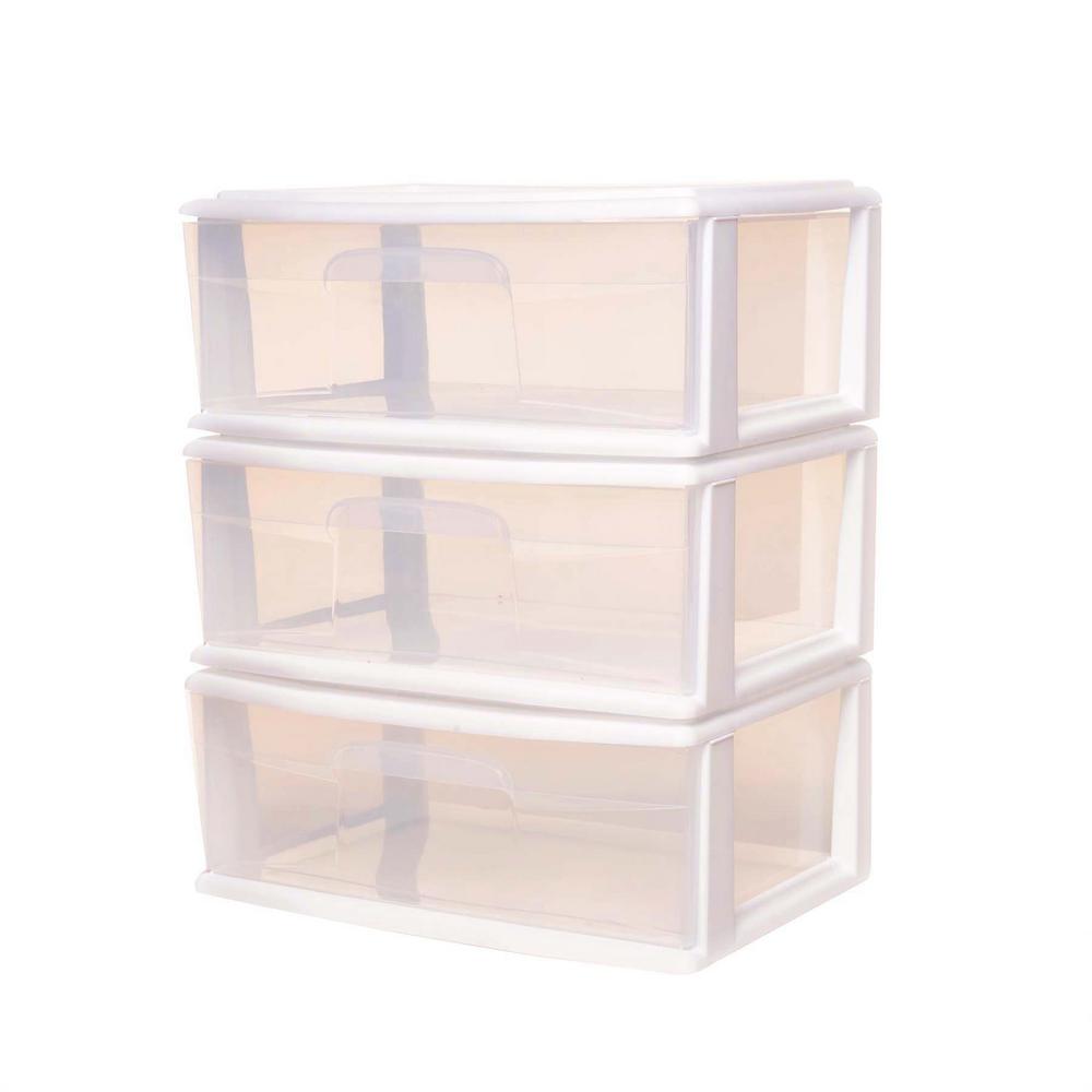 Homz 9 In W X 15 In H Single Wide Under Bed Drawer In White Set