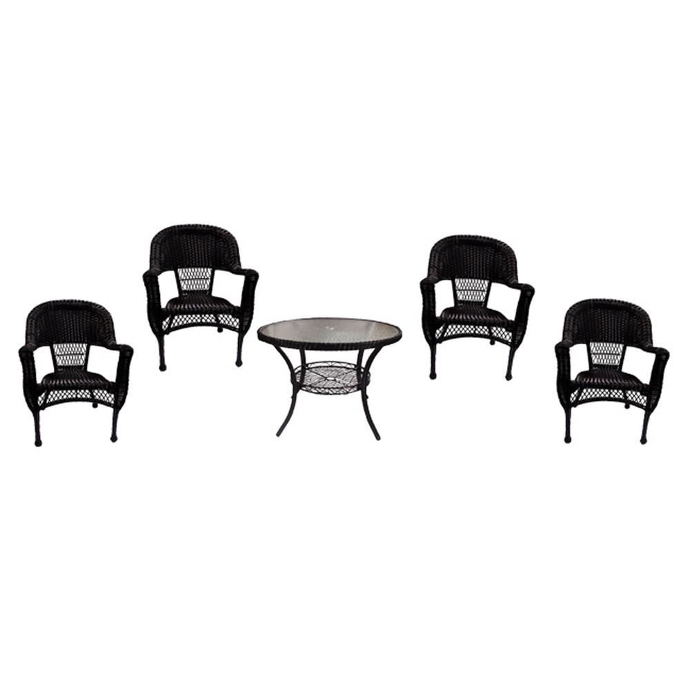 Lb International 5 Piece Black Resin Wicker Patio Dining Set Table Lb International 5 Piece Black Resin Wicker Patio Dining Set Table And 4 Chairs
