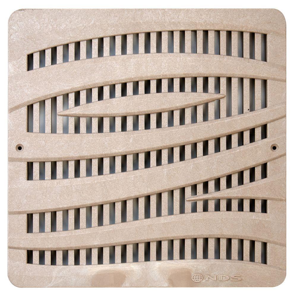 12 In Plastic Wave Design Square Decorative Grate In Sand 1224s