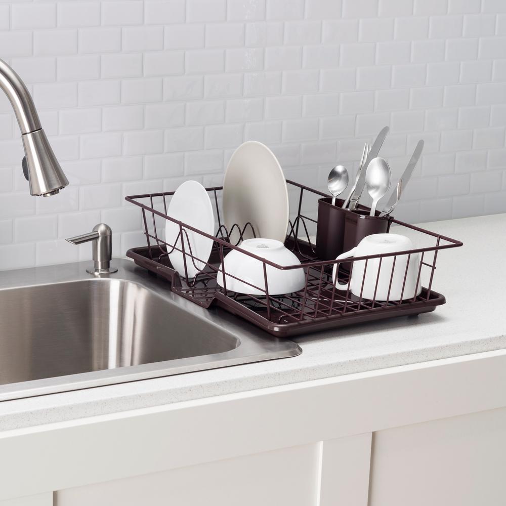 Home Basics Dish Drainer Set In Bronze 3 Piece Dd30236 The
