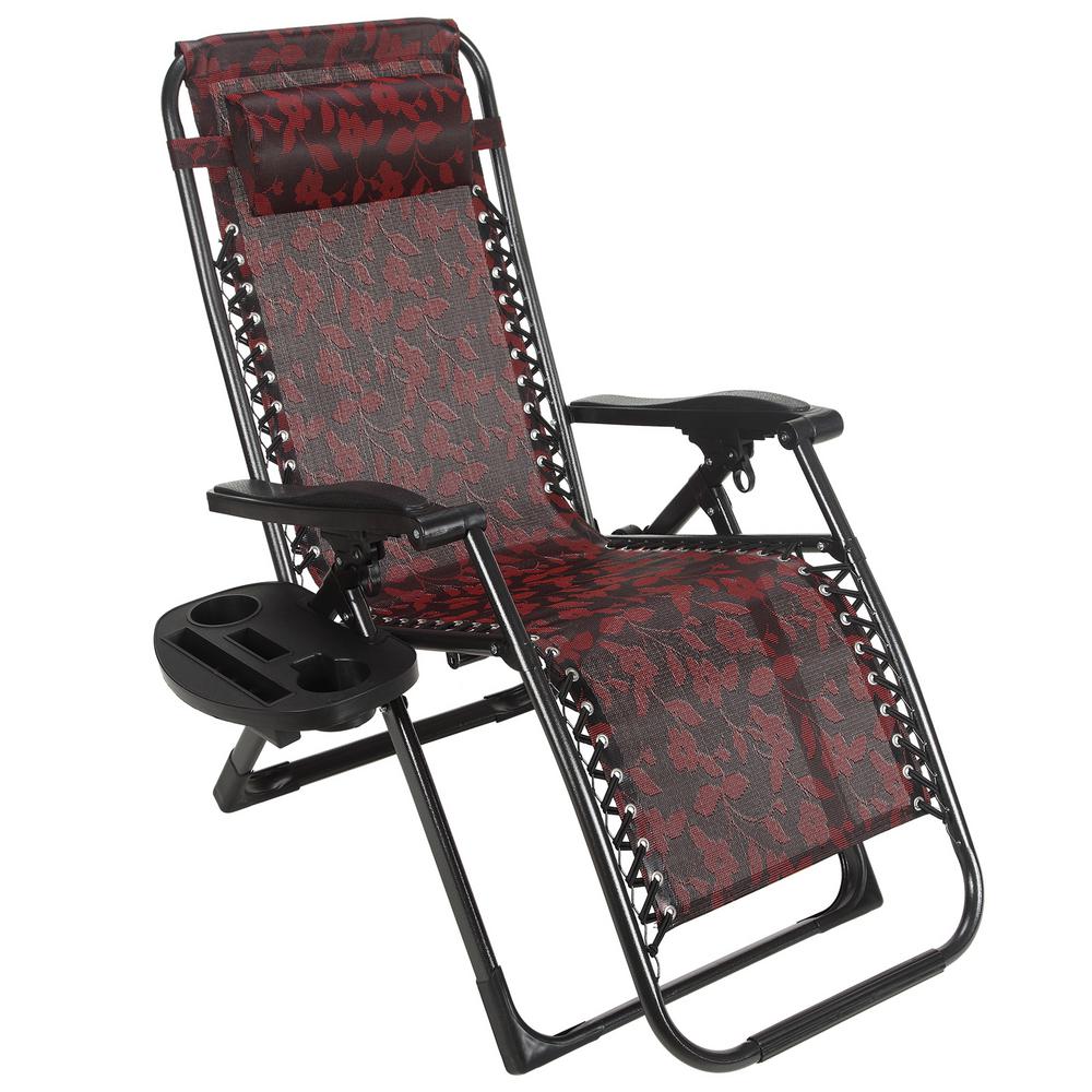 Boyel Living Red Foldable Metal Outdoor Lounge Chair Zero Gravity