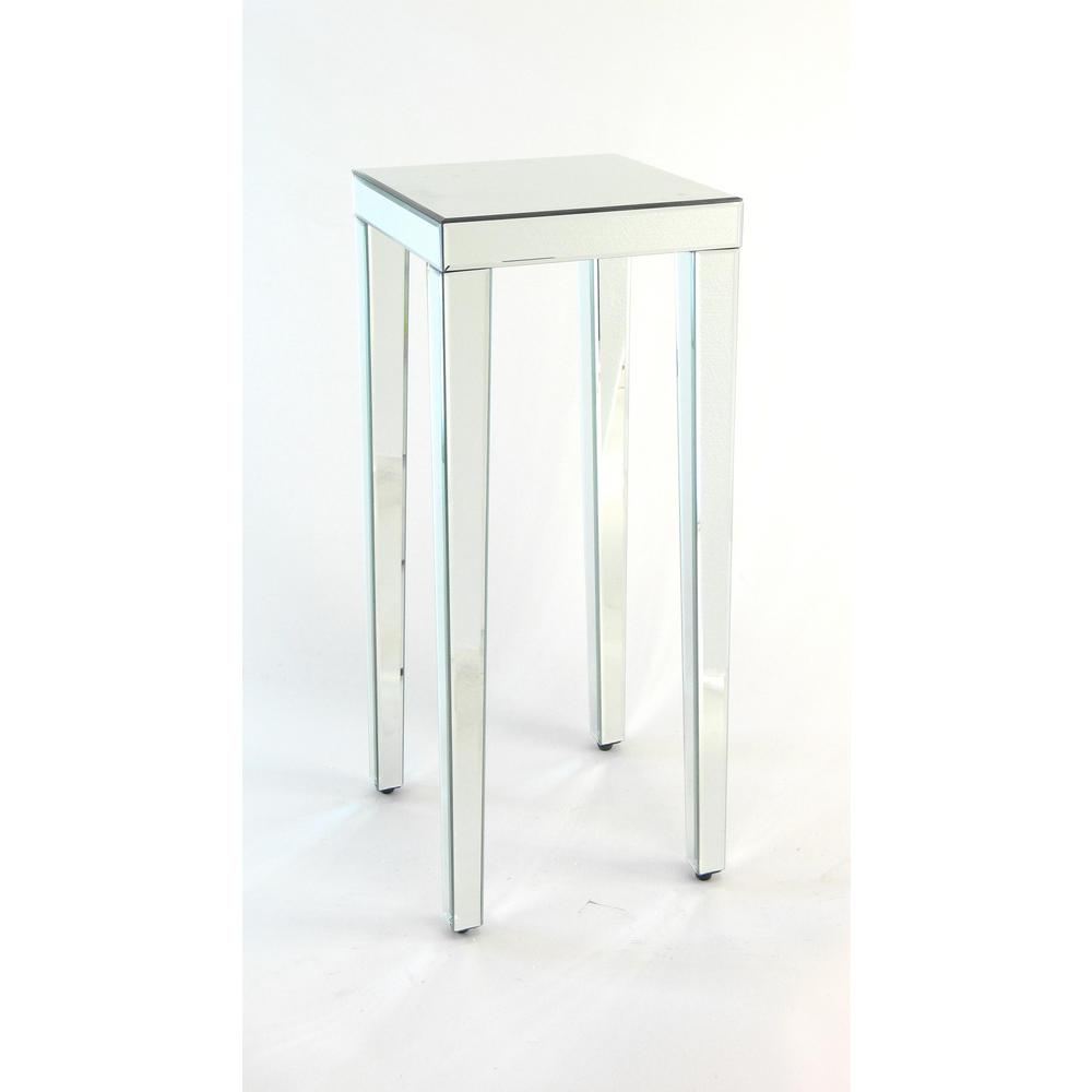 Mirrored Indoor Plant Stands Accent Tables The Home Depot Clear Mirrored Greek Pedestal
