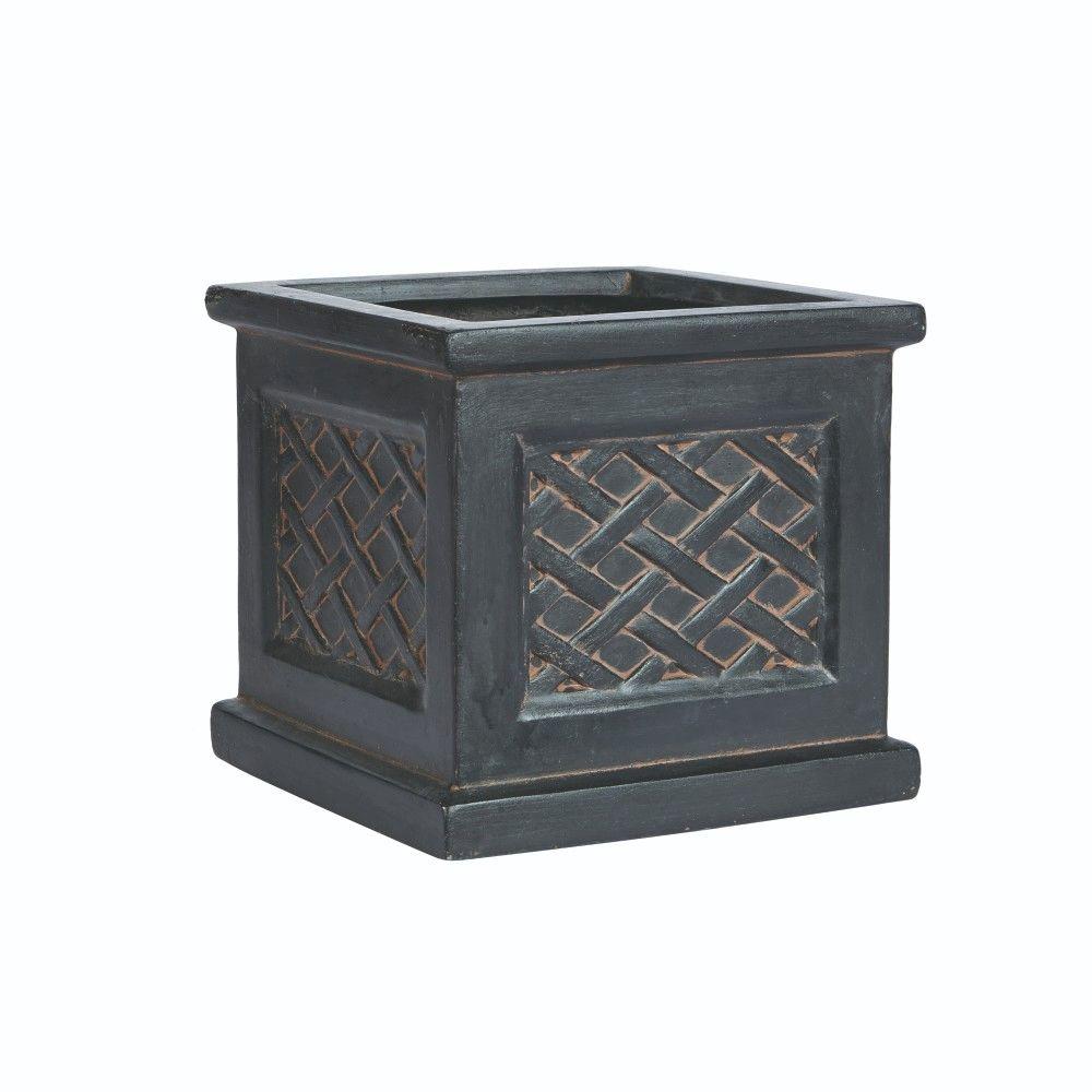 Home Decorators Collection Lattice 11 in. Square Aged Charcoal Clay ...