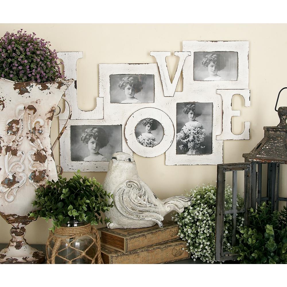 5 Openings Assorted Vintage White Love Picture Frame Collage