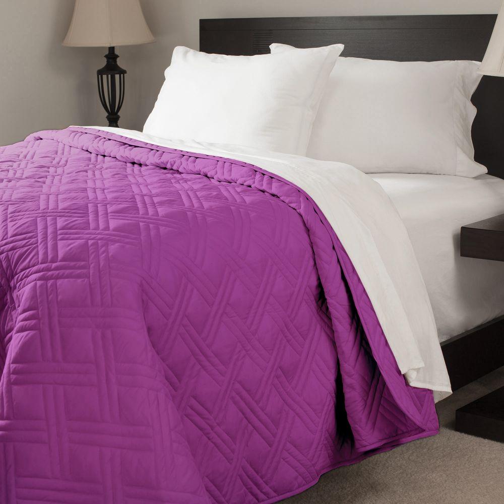 Lavish Home Solid Color Purple Full/Queen Bed Quilt6640FQP The Home Depot