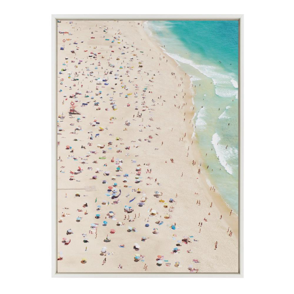 Kate And Laurel Sylvie Crowded Beach From Above By Amy Peterson Art Studio Framed Canvas Wall Art 38 In X 28 In 21 The Home Depot