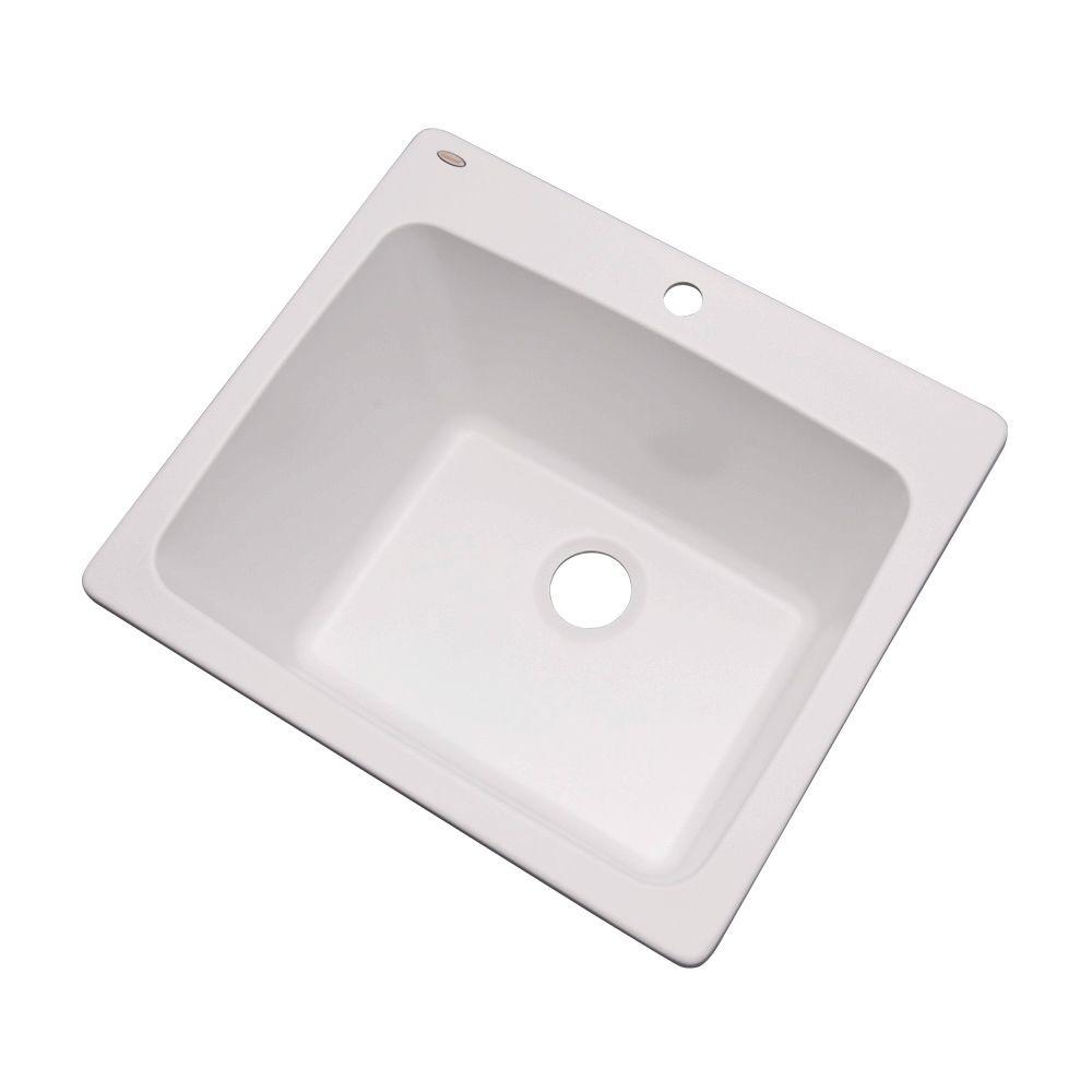 Mont Blanc Wakefield Drop In Natural Stone Composite 25 1 Hole Utility Single Bowl Kitchen Sink In White