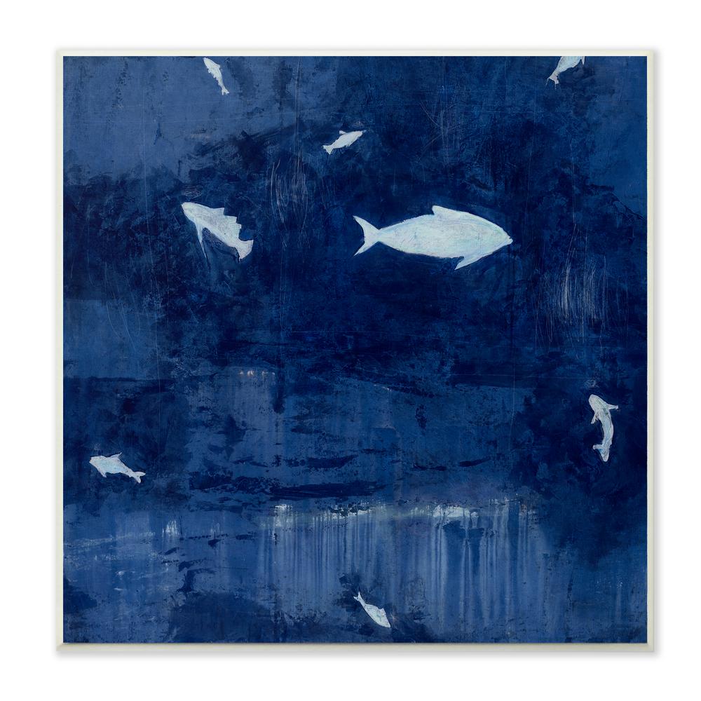 The Stupell Home Decor Collection 12 In X 12 In Deep Blue Fish