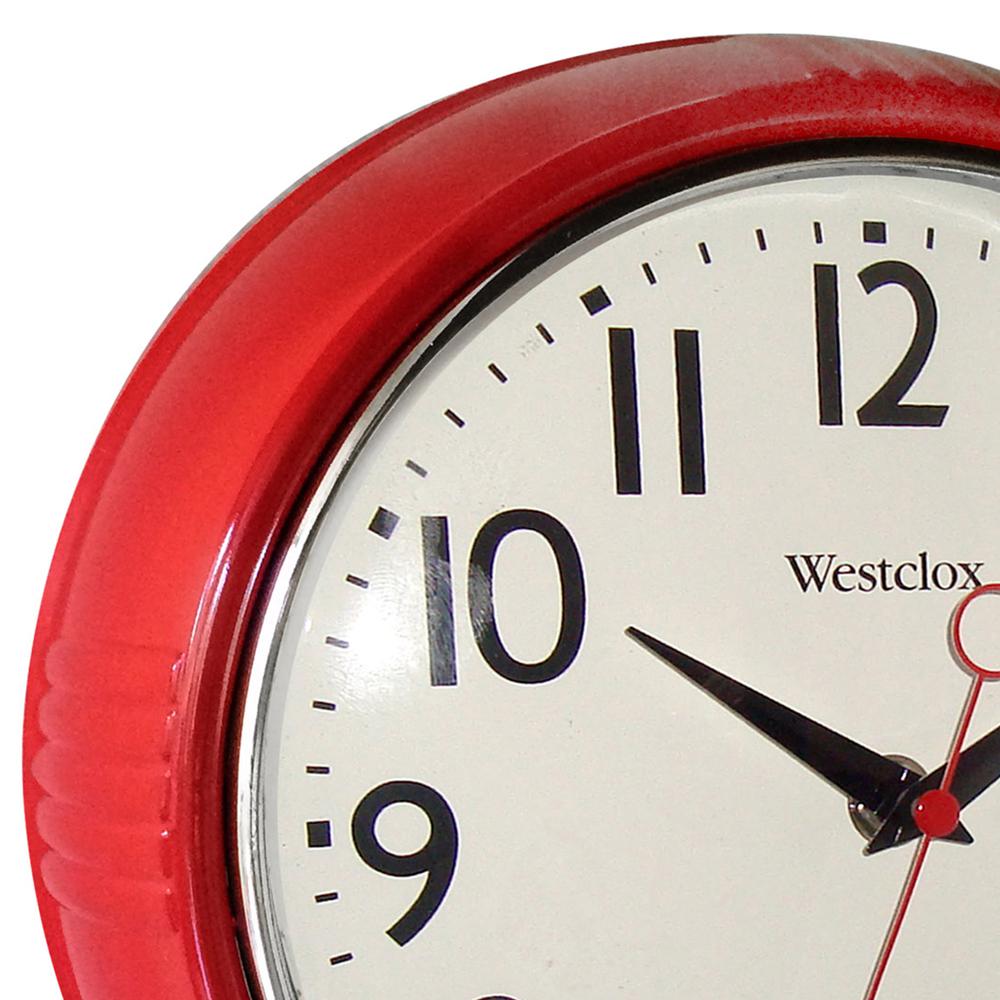 Westclox ROUND RETRO WALL CLOCK 9.5 inch Red Kitchen 1950s Round Wall