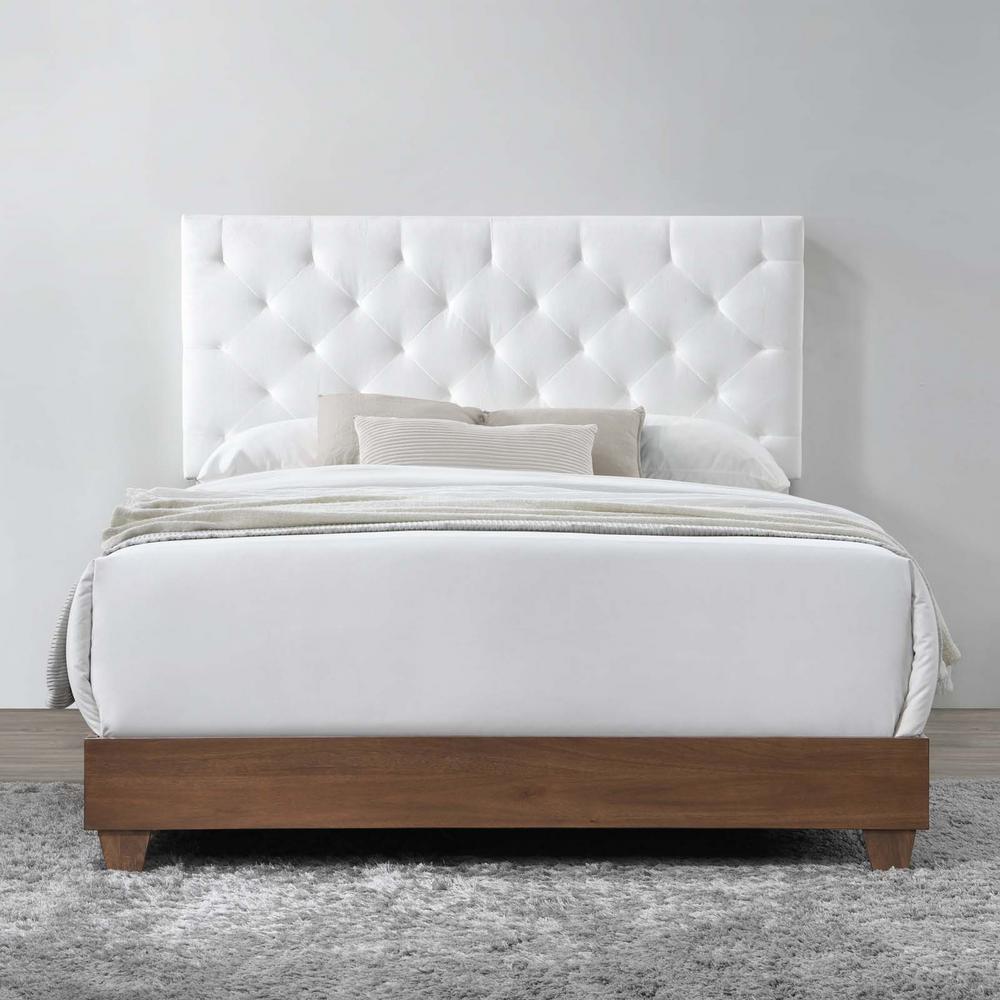 Modway Rhiannon Walnut White Diamond Tufted Upholstered Performance Velvet Queen Bed Mod 6147 Wal Whi The Home Depot Modway Rhiannon Walnut White Diamond, Upholstered Queen Bed White