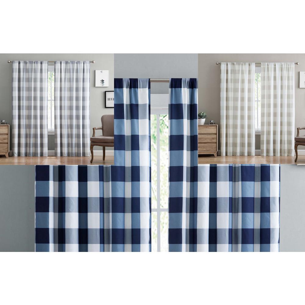 Truly Soft Everyday Buffalo Plaid Navy Blue Drape Set Ec2093nv
