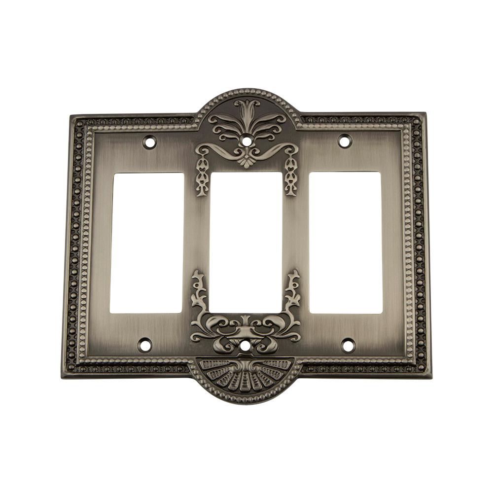Nostalgic Warehouse Meadows Switch Plate with Triple Rocker in Antique Pewter719787 The Home