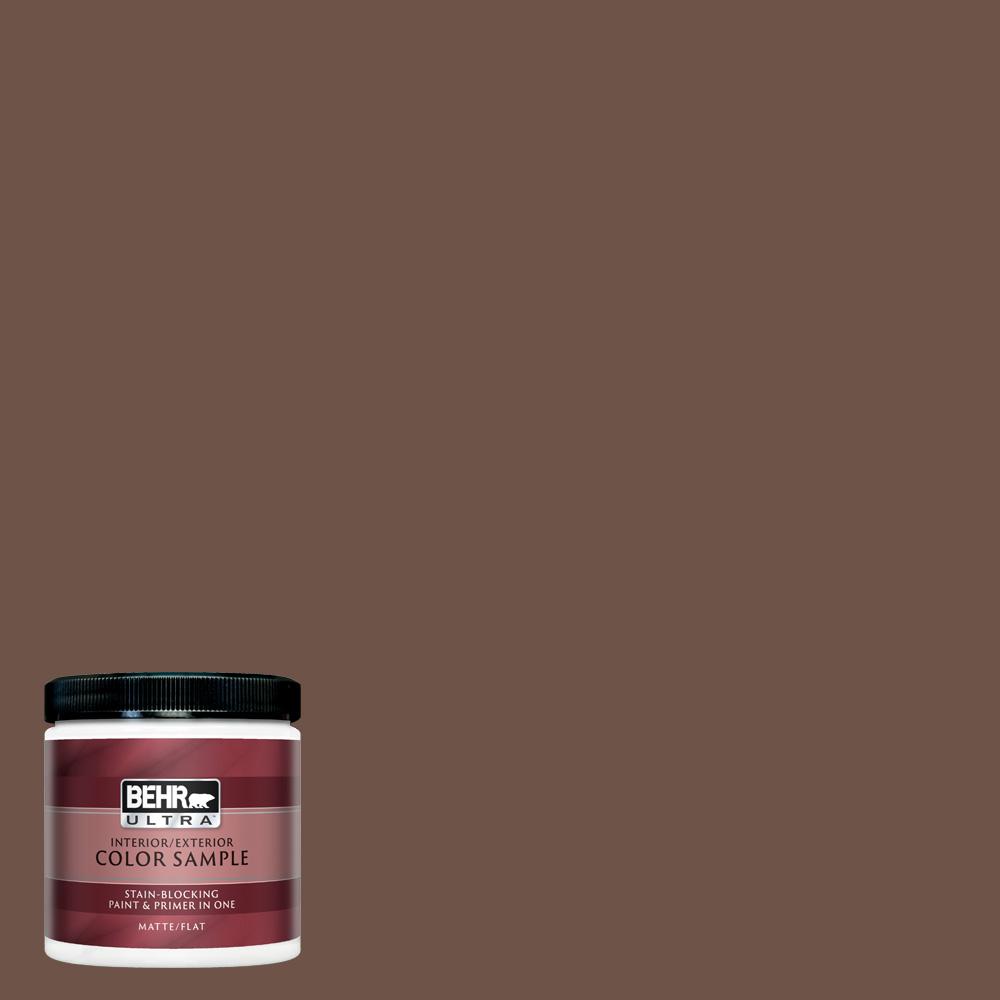 Behr Ultra 8 Oz N230 7 Rustic Tobacco Matte Interior Exterior Paint And Primer In One Sample