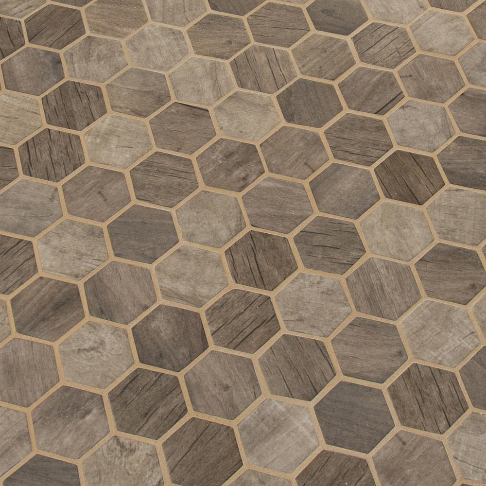 MSI Stone SMOT-GLS-DRIFT6MM Driftwood Hexagon Pattern Tile with with Matte Finish Brown