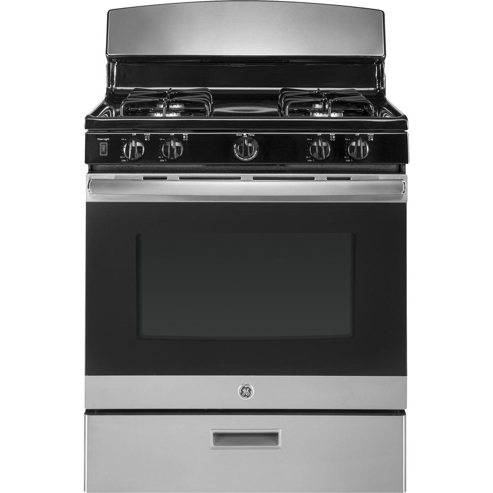 Ge 4 8 Cu Ft Gas Range In Stainless Steel Jgbs30rekss The Home