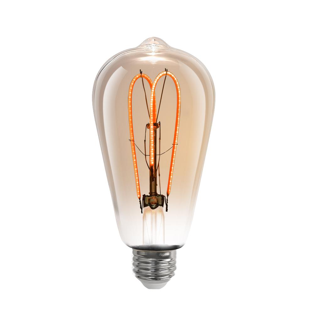 40 Watt Equivalent St19 Dimmable Amber Glass Vintage Edison Led Light Bulb With M Type Filament Soft White 1 Bulb
