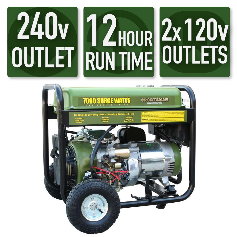 Sportsman 7,000/6,000-Watt Gasoline Powered Electric Start Portable  Generator