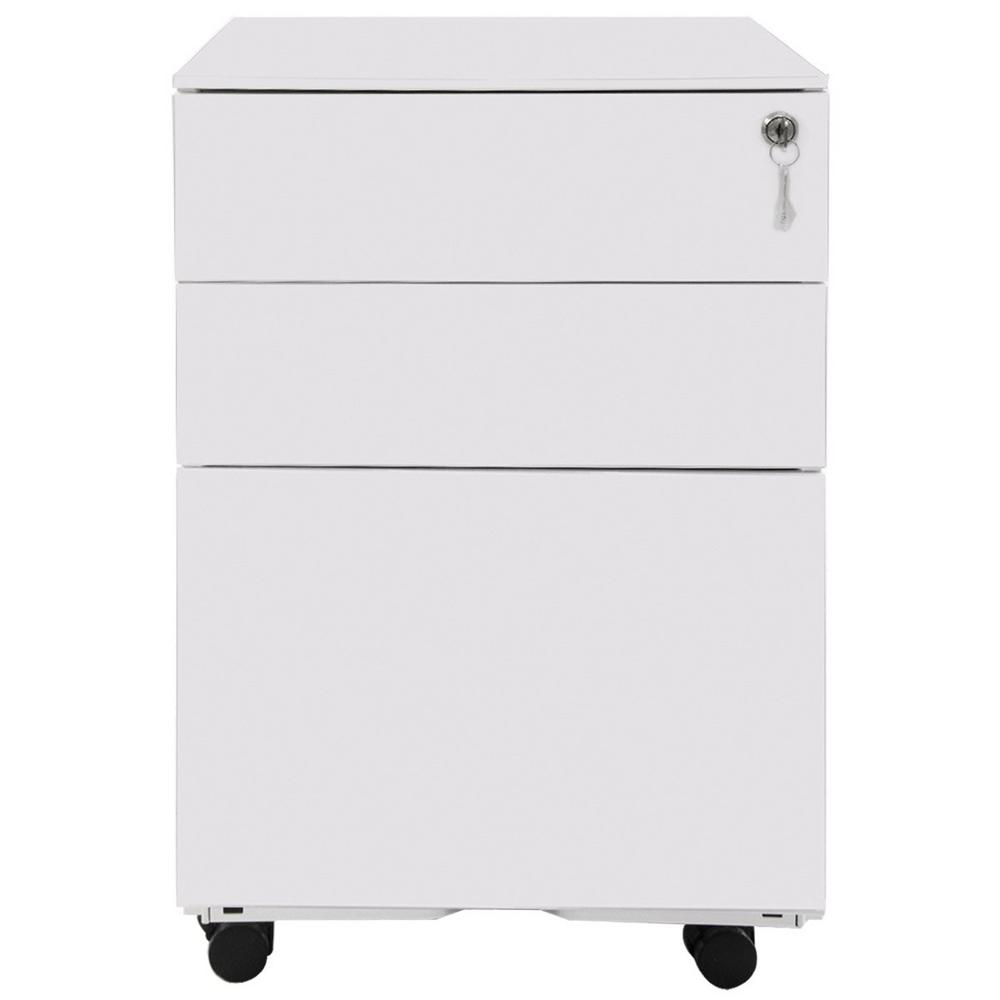 Harper Bright Designs White 3 Drawer Mobile Pedestal File