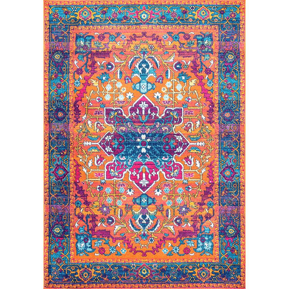 nuLOOM Persian Fancy Medallion Velva Orange 9 ft. x 12 ft. Area Rug