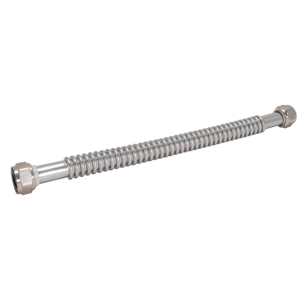 EZ-FLO WaterFlex 0437018 Corrugated, Flexible Water Heater Connector, 3/4 in FIP, 125 psi, Stainless
