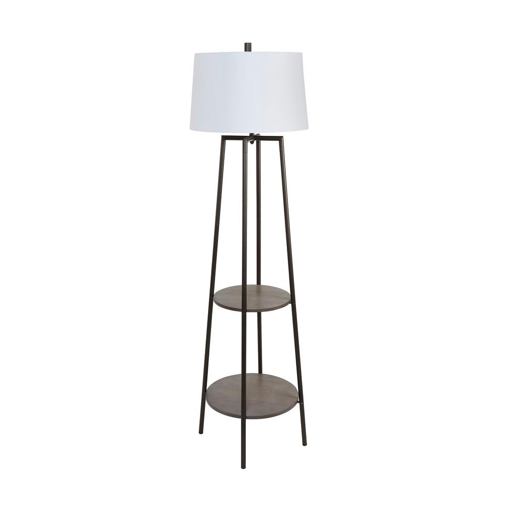 black wood floor lamp