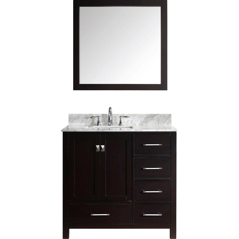 Virtu USA Caroline Avenue 36 in. Single Square Basin Vanity in Espresso