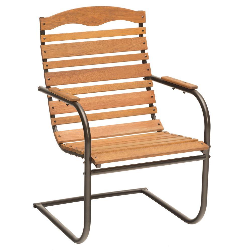 Wood Patio Furniture Armchair Steel Chairs Brown Patio Spring Chair