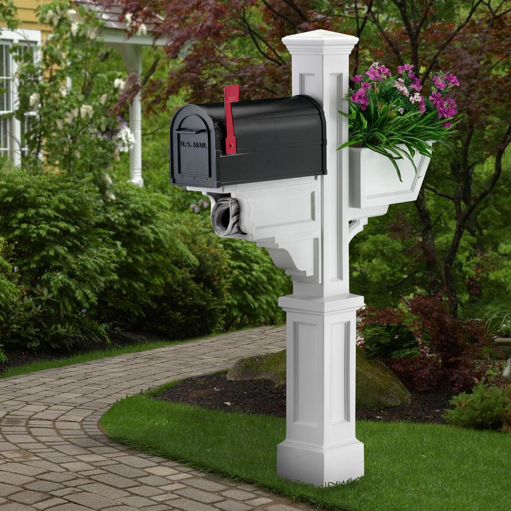 Mayne Signature Plus Plastic Mailbox Post White Mayne Signature Plus Plastic Mailbox Post White