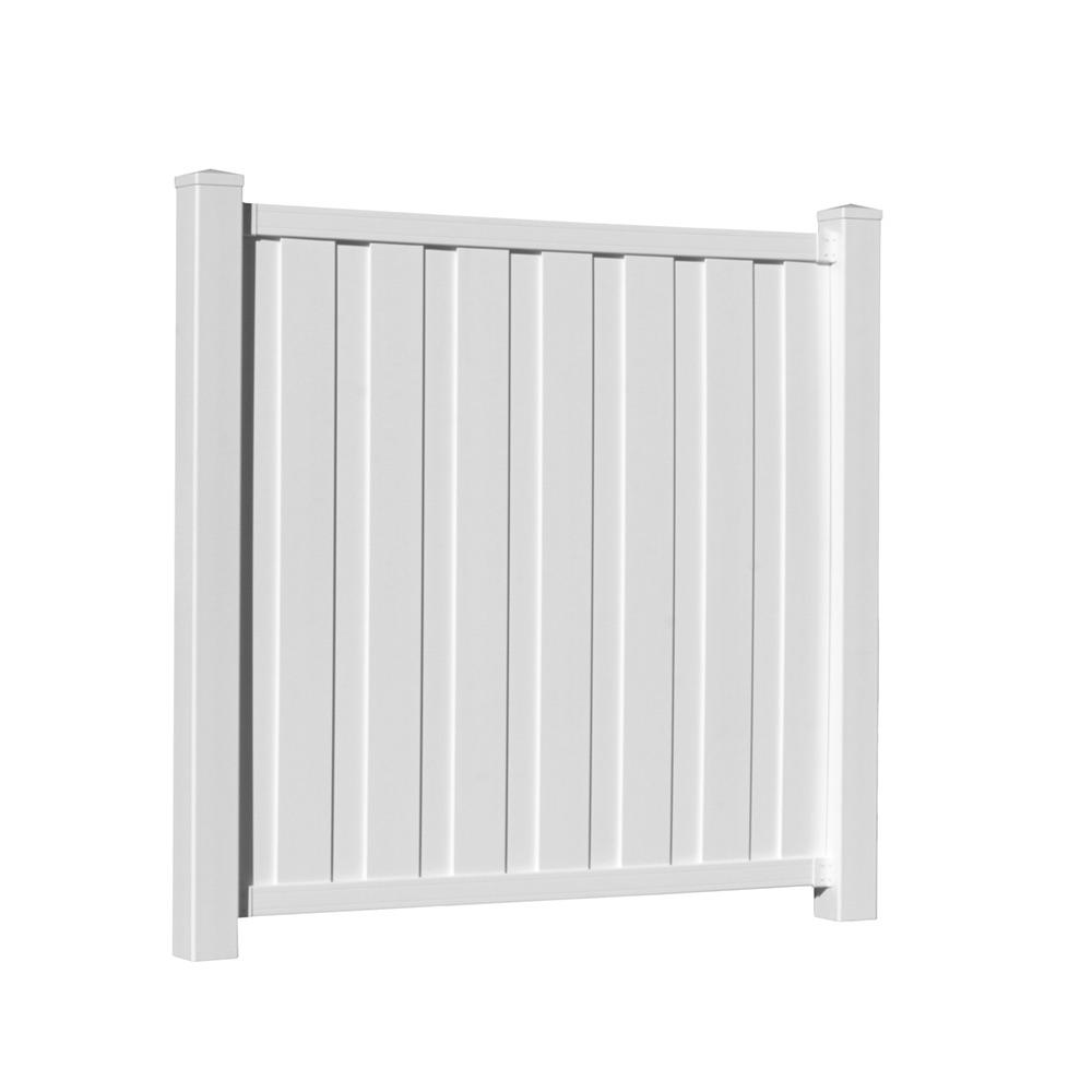 Veranda Bridgeport 6 Ft H X 6 Ft W White Vinyl Privacy Fence Panel Includes 4 Brackets 373421 The Home Depot