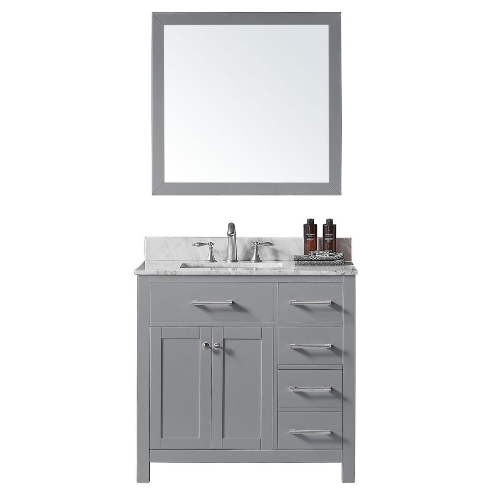 Exclusive Heritage Colette 36 In W X 22 D 34 2 H Bath Vanity Taupe Grey Marble Top White Basin Mirror - The Vanity Company Exclusive Heritage Colette 36 In W X 22 D 34 2 H Bath Vanity Taupe Grey Marble Top White Basin Mirror - The Vanity Company