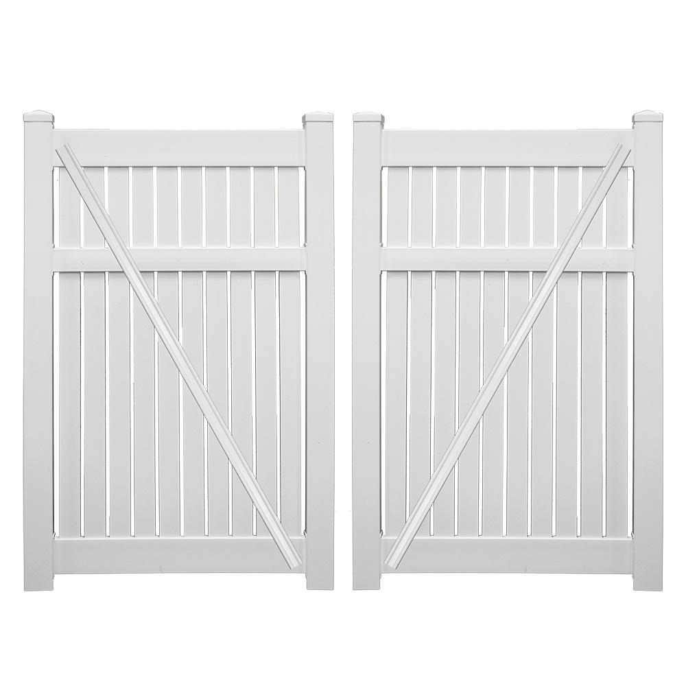 Weatherables Huntington 7 6 Ft X 5 Ft White Vinyl Semi Privacy Fence Gate Kit Dwsp Semi 5x46 The Home Depot