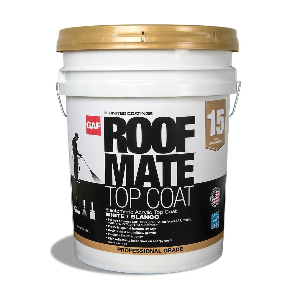 GAF 5 Gal. White Roof Mate Top Coat Reflective Roof